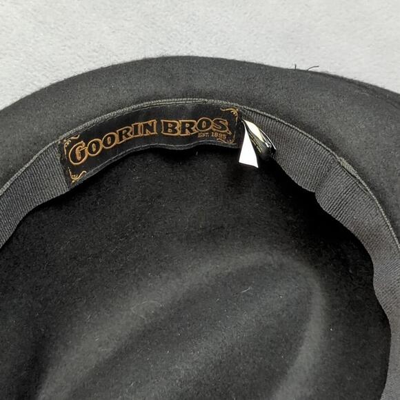 Vintage Goorin Bros 100% Wool Hat Black Fedora Retro M/L - Picture 5 of 9